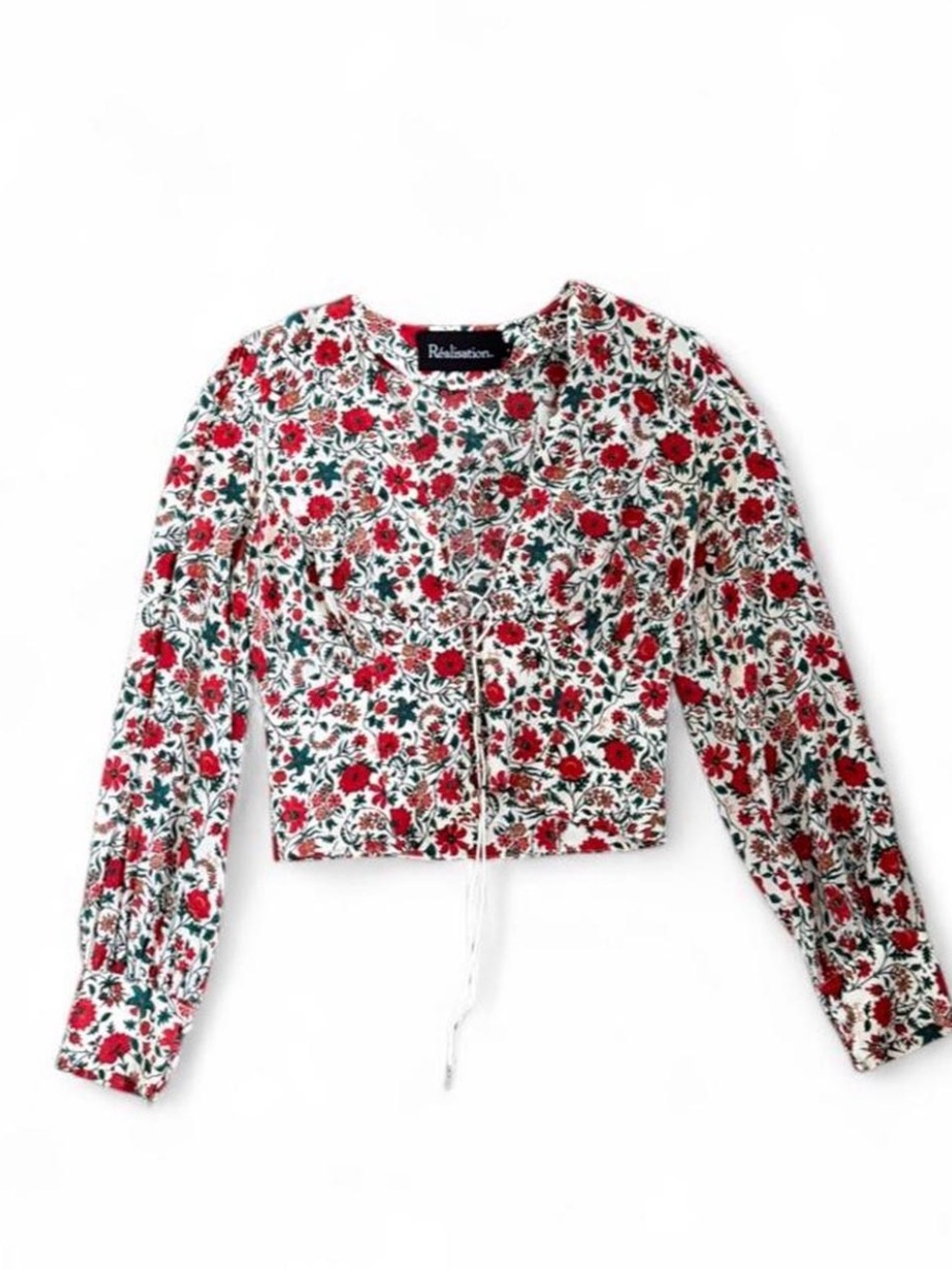 Realisation Par White Cropped Floral Blouse